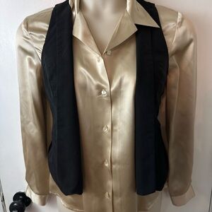 Black Y2K Sleevless Dressy open front vest size S #1520